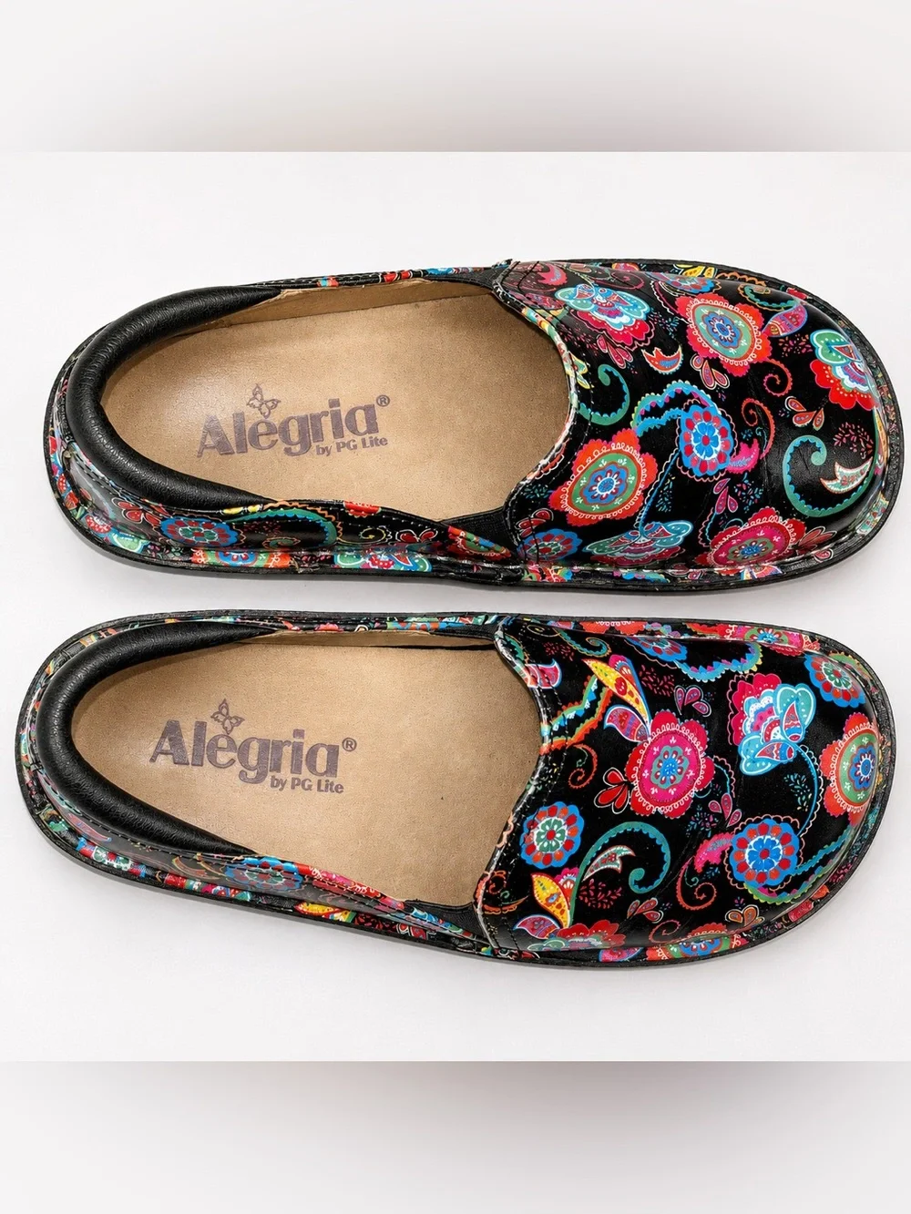 Alegria Debra Floral Mary Jane Clogs Size 34‎ Paisley Party Boho Leather Comfy!